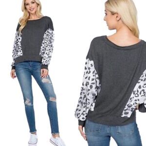 Gilli charcoal animal print dolman sleeve top nwt 3x